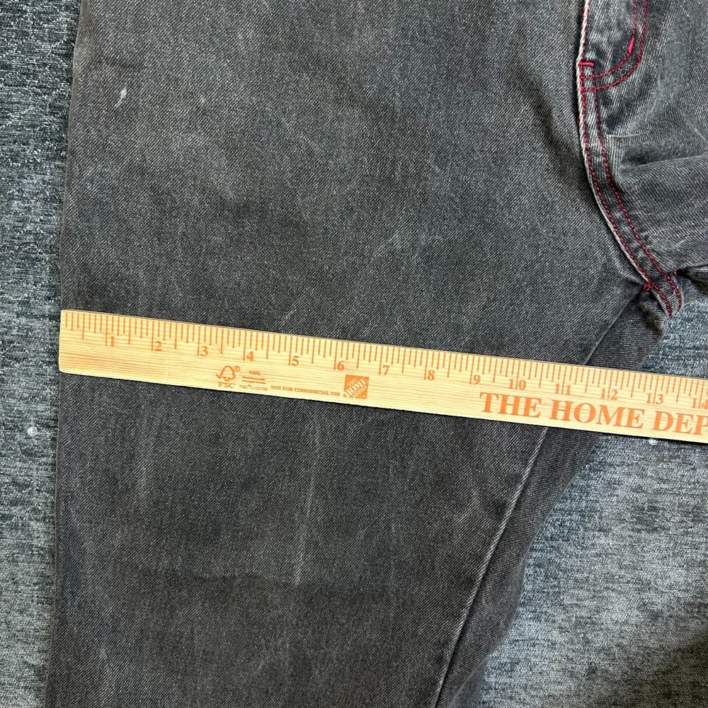 Juke Box Jeans Women 16 Black Good Vintage High Rise Straight Red Stitch Denim - Picture 10 of 15
